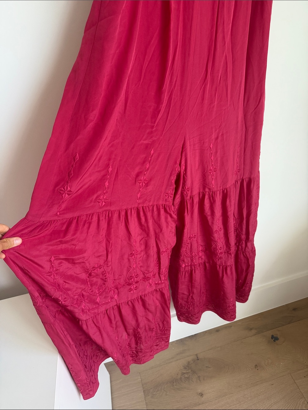 Anthropologie elevenses Embroidered Silk Jumpsuit - Picture 6 of 7